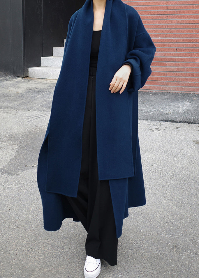 Tailored Wool Ladies Winter Coat - Isabelle-Blue-S-Nora Luxe