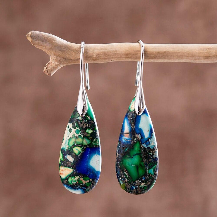 Teardrop Earrings with Natural Grounding - Sylvara-Gold-Nora Luxe