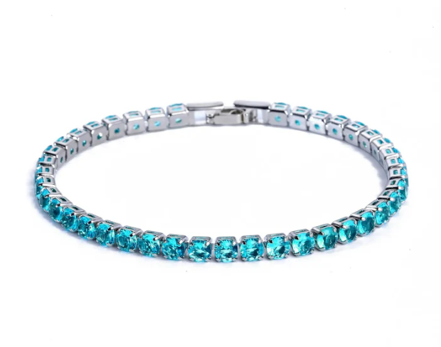 Tennis bracelet with Zirconia - Aurora-Light blue-The Livary