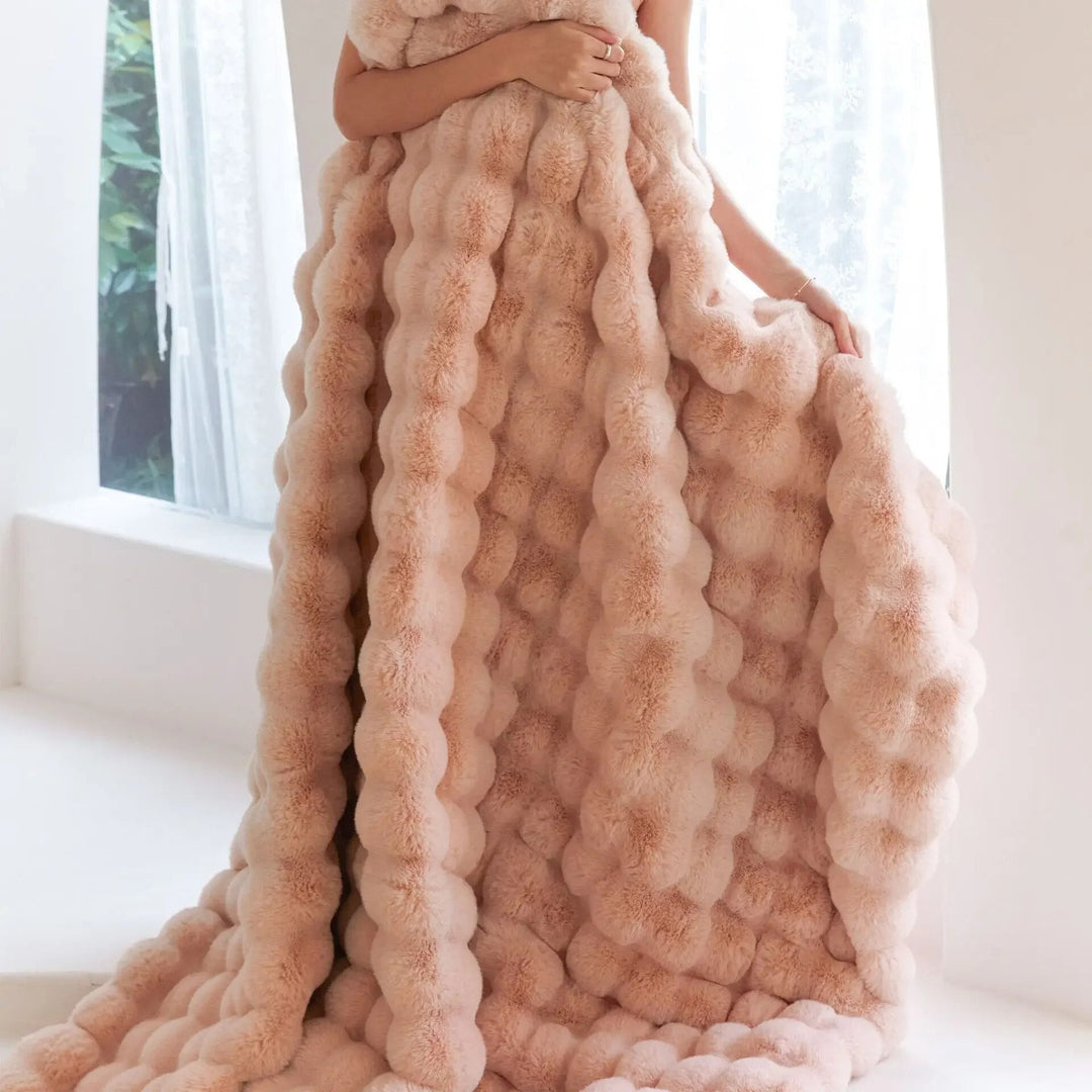 The Plush Blanket Everyone Is Talking About! - WarmWool-Apricot-39x63in-Nora Luxe