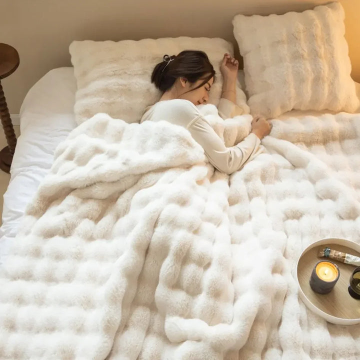 The Plush Blanket Everyone Is Talking About! - WarmWool-White-39x63in-Nora Luxe