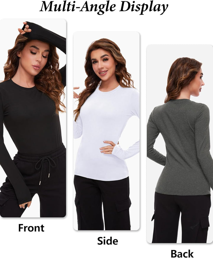Thermal Shirts for Women - Luna (4-pack)-2 Black 1 Gray 1 White-XS-Nora Luxe