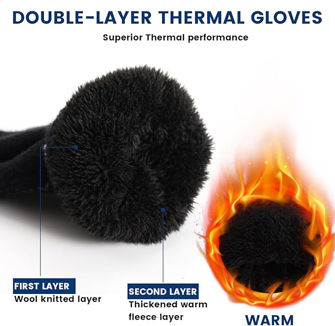 Thermal Touchscreen Winter Gloves - Rowan-Black-L-Nora Luxe