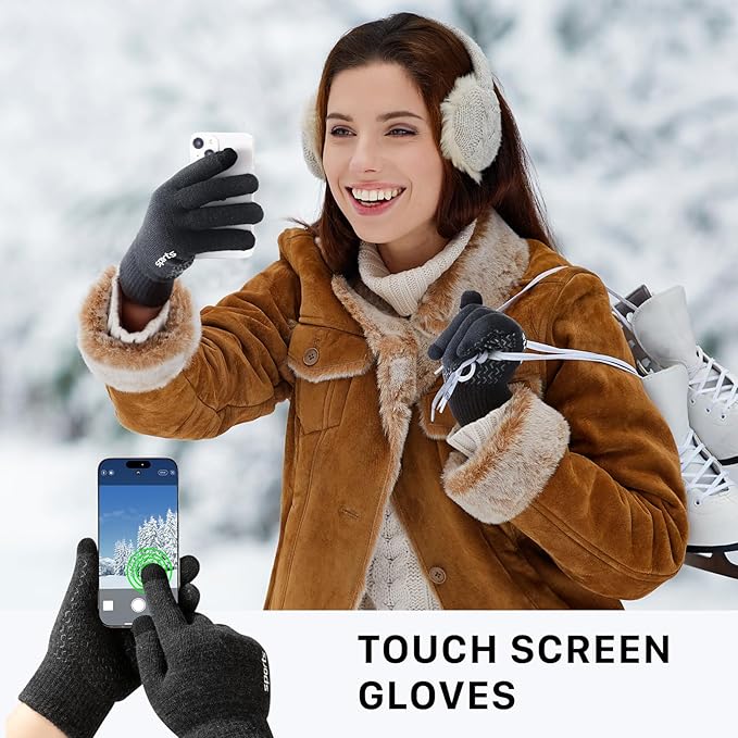 Thermal Touchscreen Winter Gloves - Rowan-Black-L-Nora Luxe