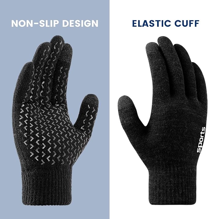 Thermal Touchscreen Winter Gloves - Rowan-Black-L-Nora Luxe