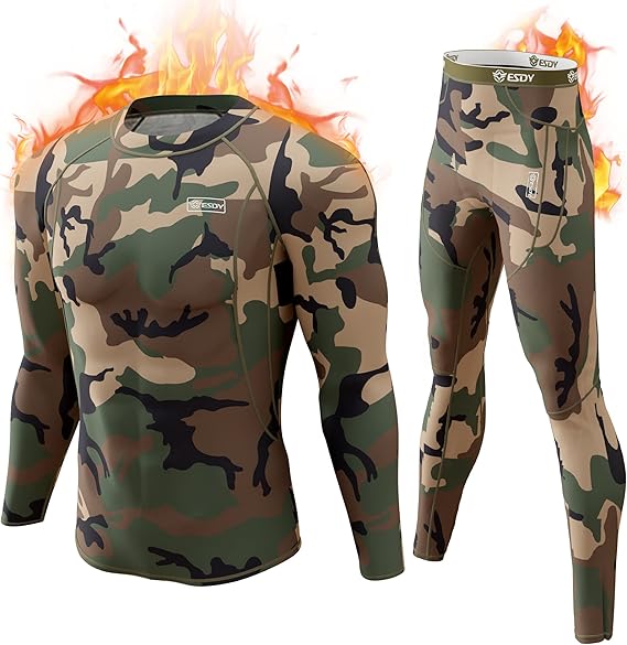 Thermal Underwear Set for Men - Thomas-Green Camouflage-XS-Nora Luxe