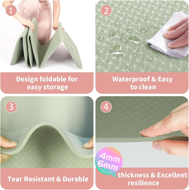 Thick Foldable Yoga Mat - FlexiMat-Green-Nora Luxe