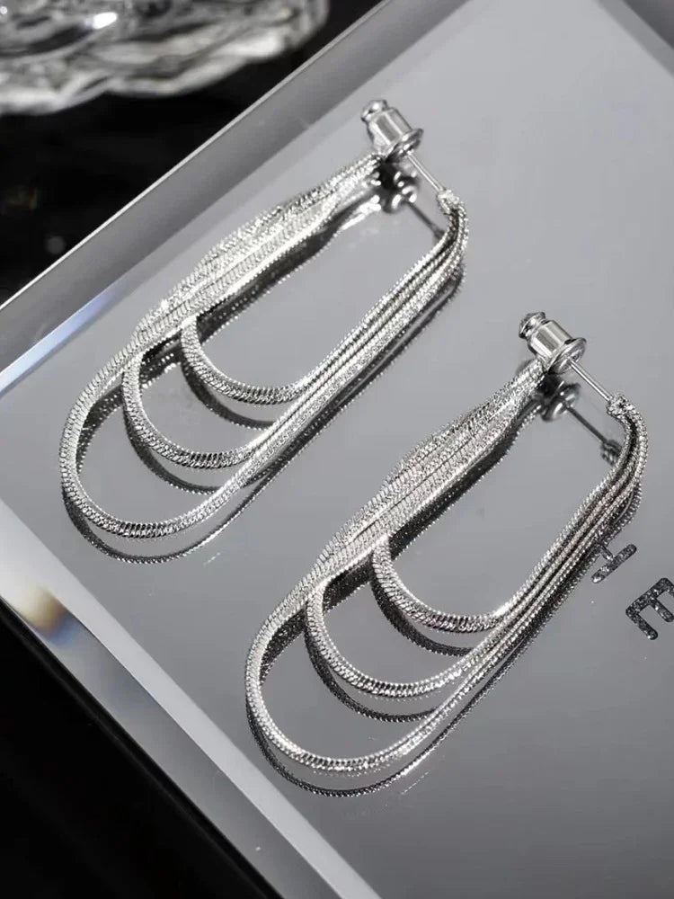 Three-Layer Chain Earrings - Aurelia-Gold-Nora Luxe