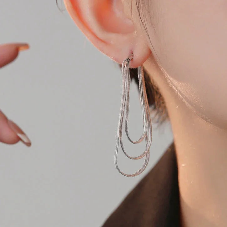 Three-Layer Chain Earrings - Aurelia-Gold-Nora Luxe