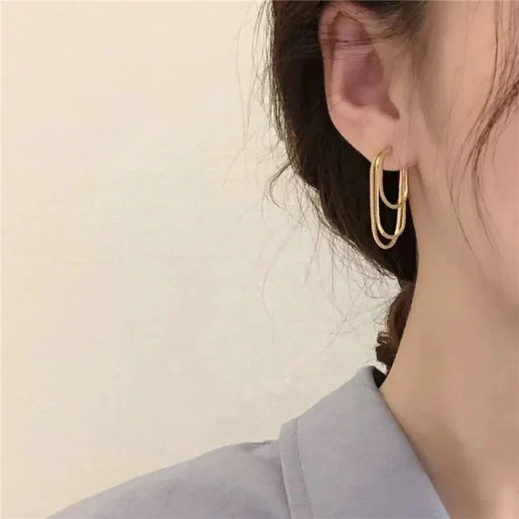 Three-Layer Chain Earrings - Aurelia-Gold-Nora Luxe