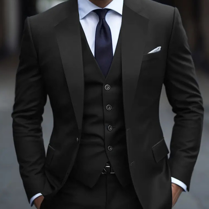 Three-Piece Formal Suit for Men - Leon-Black-S-Nora Luxe