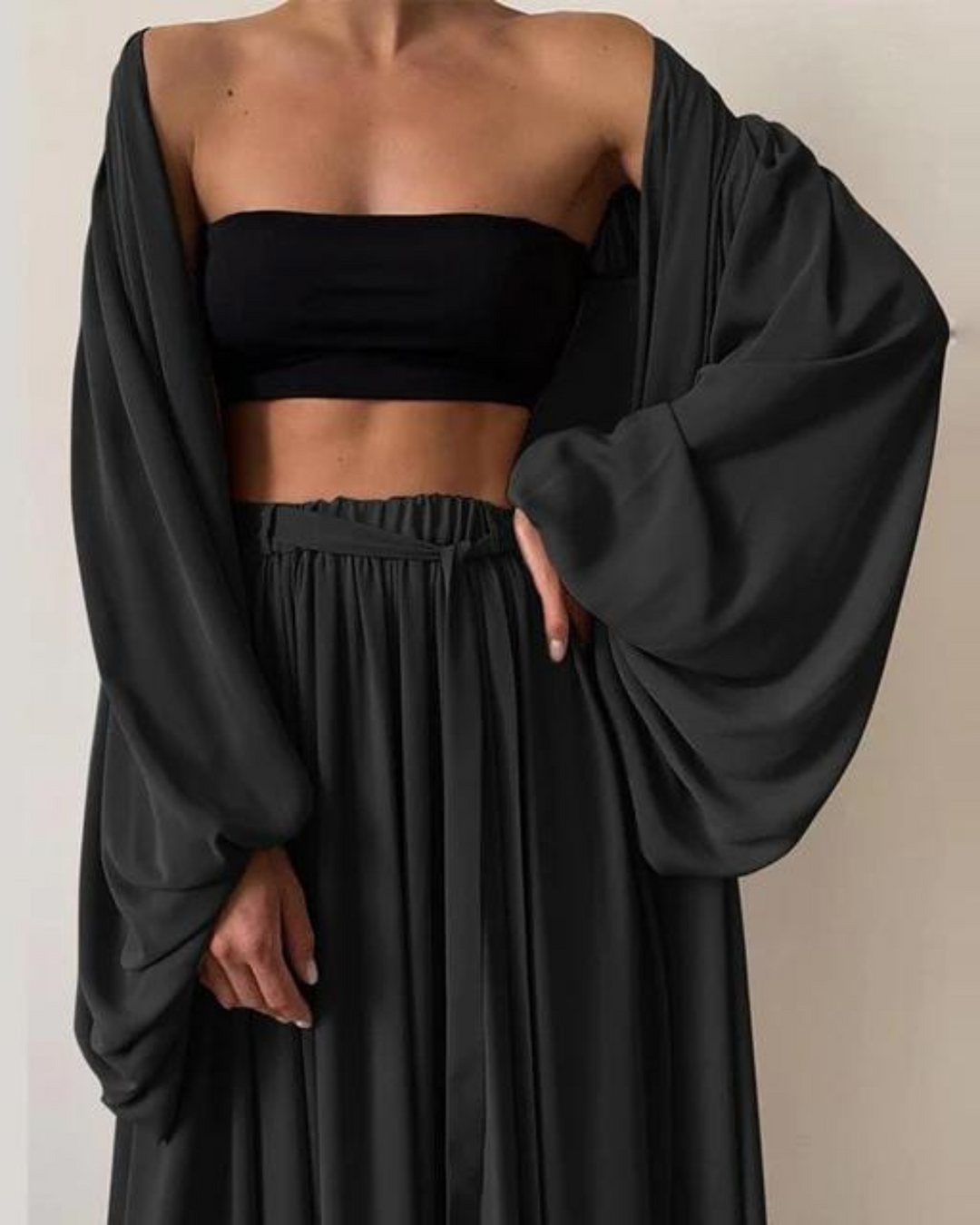 Three-piece summer outfit cotton ladies – Marla-Black-S-Nora Luxe