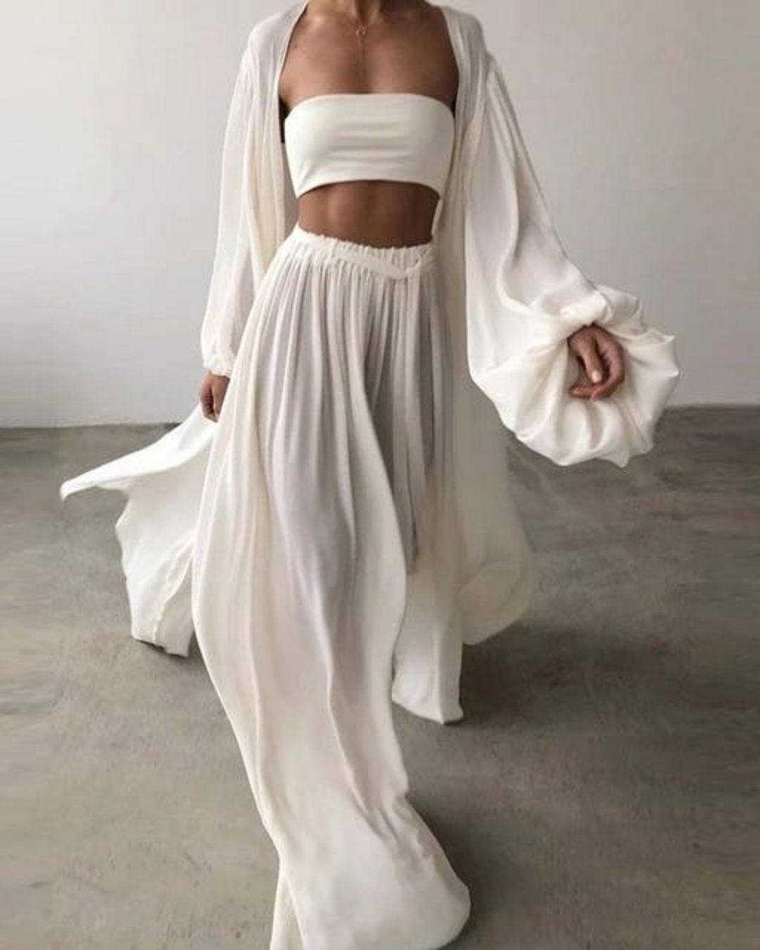 Three-piece summer outfit cotton ladies – Marla-White-S-Nora Luxe