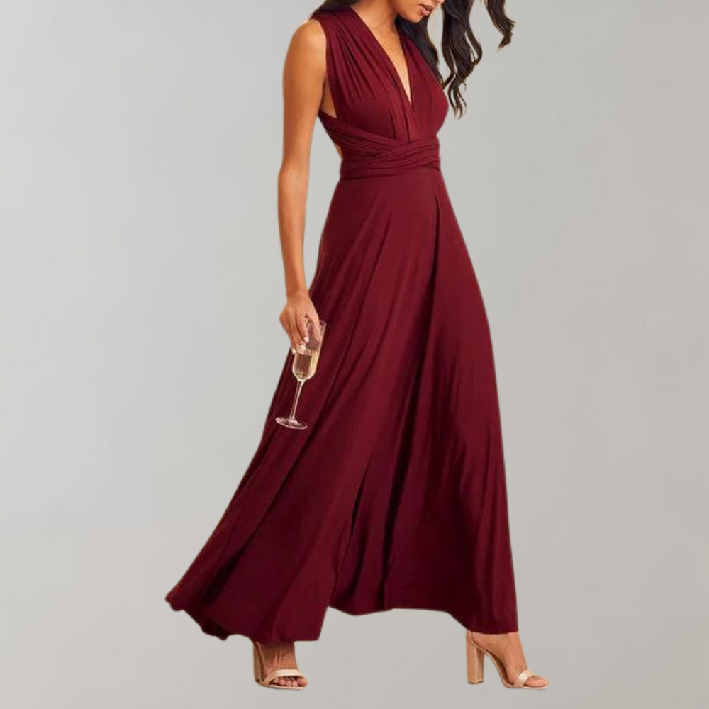 Tia - Elegant Wrap Dress for Women-Wine red-S-Nora Luxe