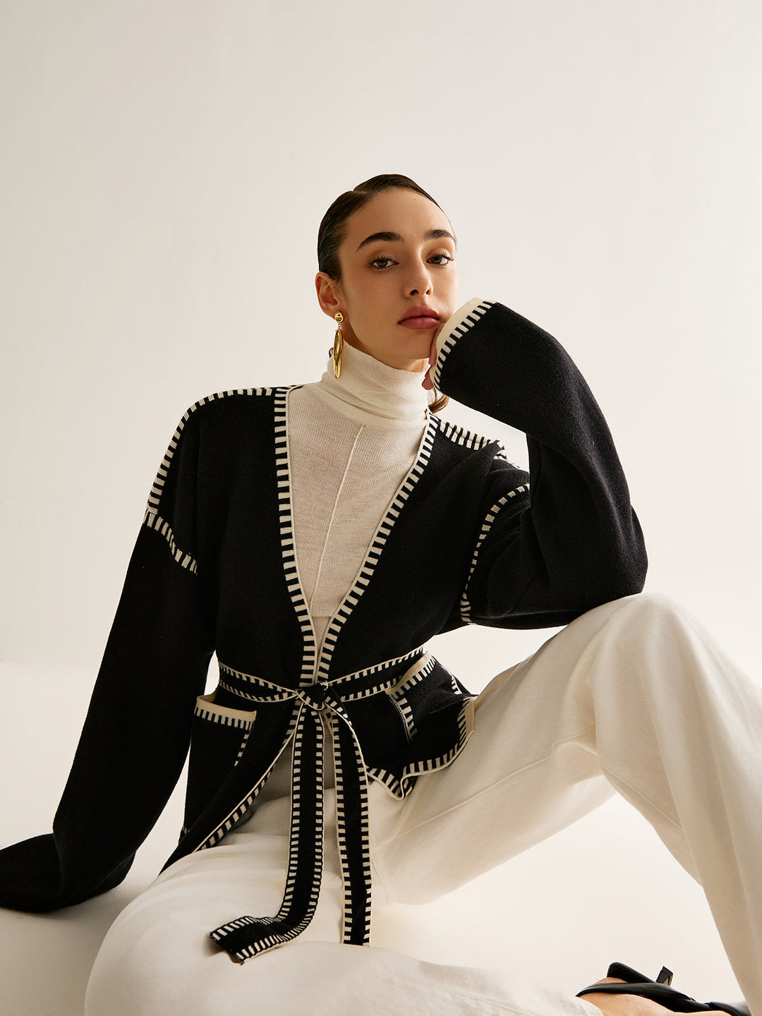 Tied Cardigan with Belt for Women - Celine-S-Nora Luxe