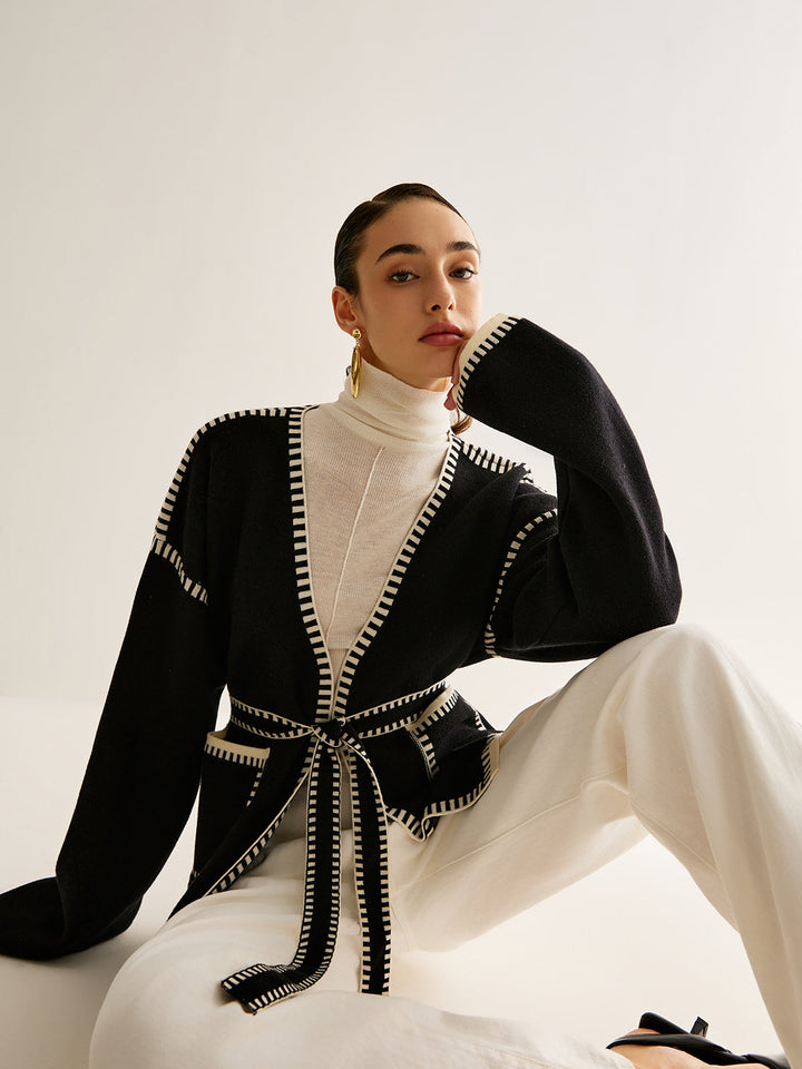 Tied Cardigan with Belt for Women - Celine-S-Nora Luxe