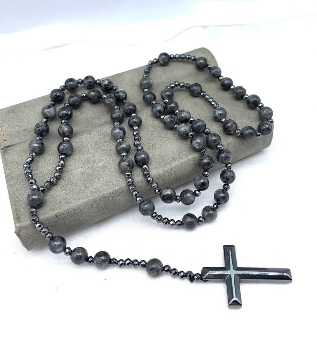 Tiger Eye and Lapis Lazuli Cross Rosary Necklace for Men - Orion-Tiger's eye-Nora Luxe