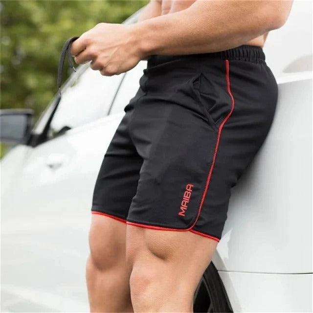 Tight Swim Shorts Made of Stretch Fabric for Men - Timo-Black-red-M-Nora Luxe