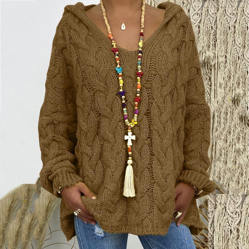 Timeless Cable Knit Sweater for Women - Maelle-Coffee-S-Nora Luxe