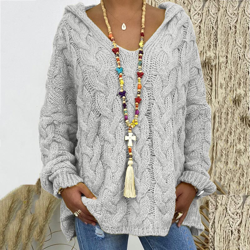 Timeless Cable Knit Sweater for Women - Maelle-Light gray-S-Nora Luxe