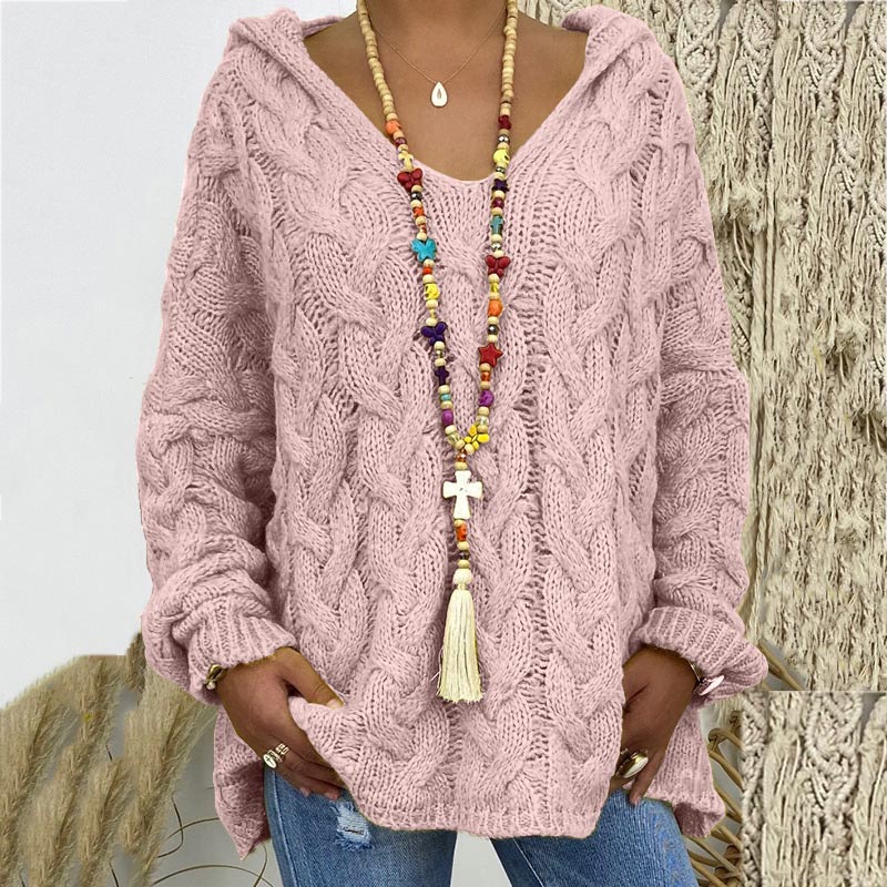 Timeless Cable Knit Sweater for Women - Maelle-Pink-S-Nora Luxe