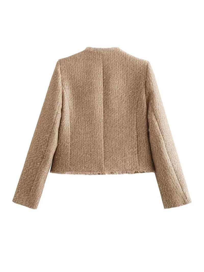 Timeless Chic Tweed Jacket with Gold Buttons - Anna-XS-Nora Luxe
