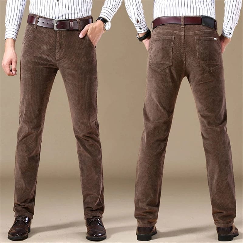 Timeless Corduroy Trousers for Men - Julian-Khaki-28-Nora Luxe
