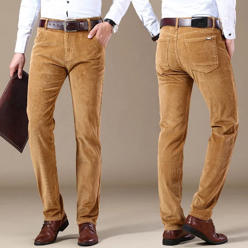Timeless Corduroy Trousers for Men - Julian-Khaki-28-Nora Luxe