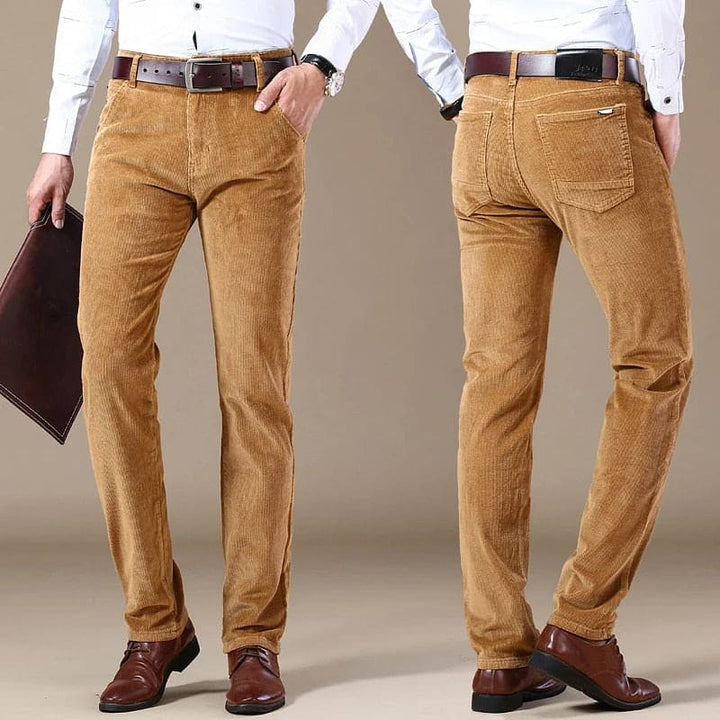 Timeless Corduroy Trousers for Men - Julian-Khaki-28-Nora Luxe
