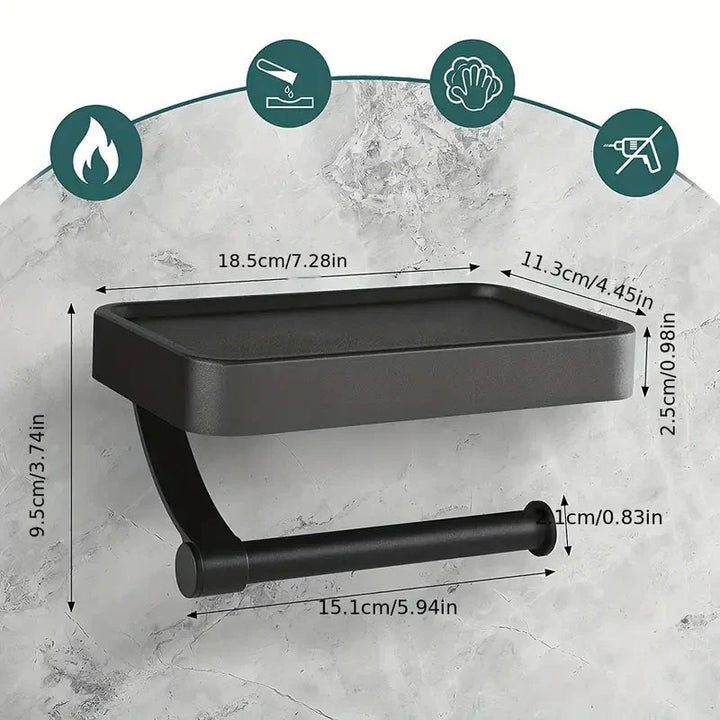 Toilet roll holder with shelf - Stalux-Black-Nora Luxe