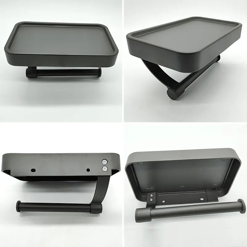 Toilet roll holder with shelf - Stalux-Black-Nora Luxe