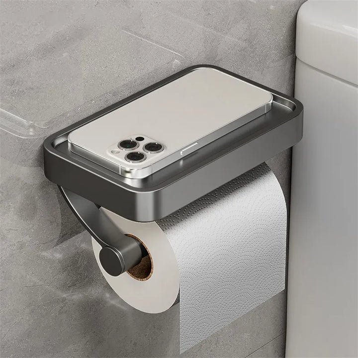Toilet roll holder with shelf - Stalux-Black-Nora Luxe