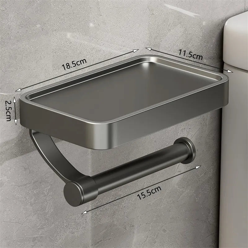 Toilet roll holder with shelf - Stalux-Black-Nora Luxe
