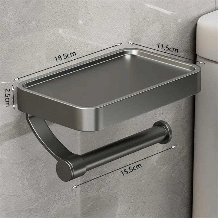 Toilet roll holder with shelf - Stalux-Black-Nora Luxe