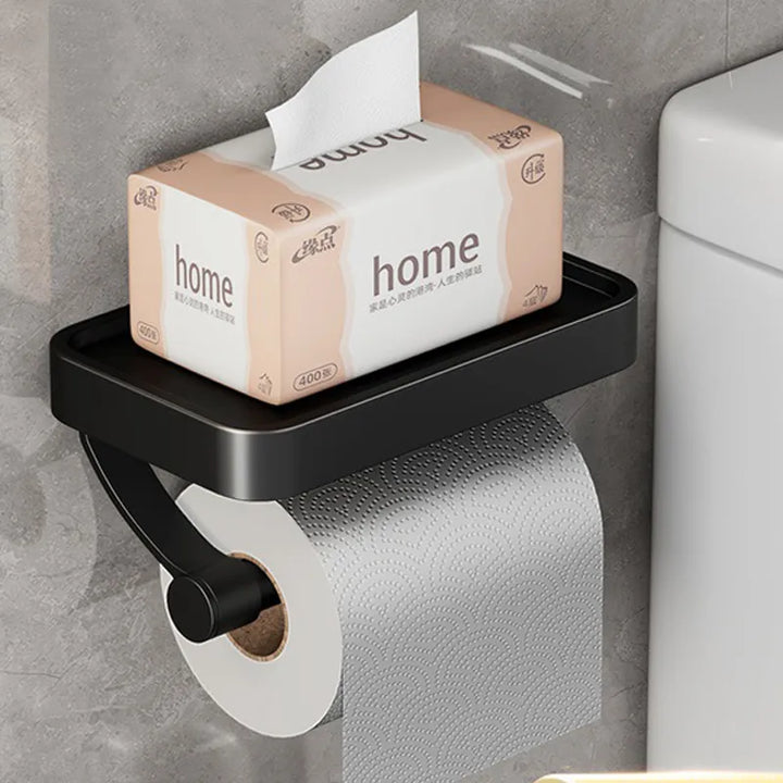 Toilet roll holder with shelf - Stalux-Black-Nora Luxe