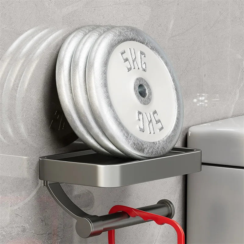 Toilet roll holder with shelf - Stalux-Black-Nora Luxe