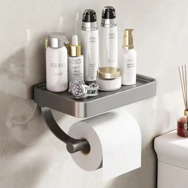 Toilet roll holder with shelf - Stalux-Black-Nora Luxe