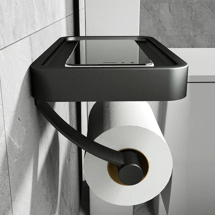 Toilet roll holder with shelf - Stalux-Black-Nora Luxe