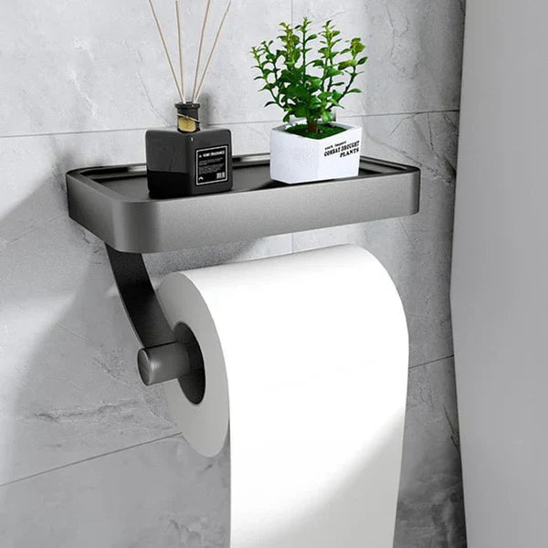 Toilet roll holder with shelf - Stalux-Black-Nora Luxe