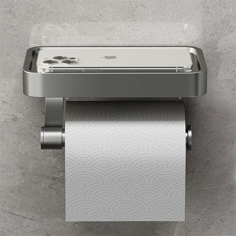 Toilet roll holder with shelf - Stalux-Gray-Nora Luxe