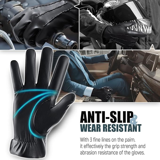 Touchscreen Winter Gloves with Cashmere Lining - Julien-Black-S-Nora Luxe