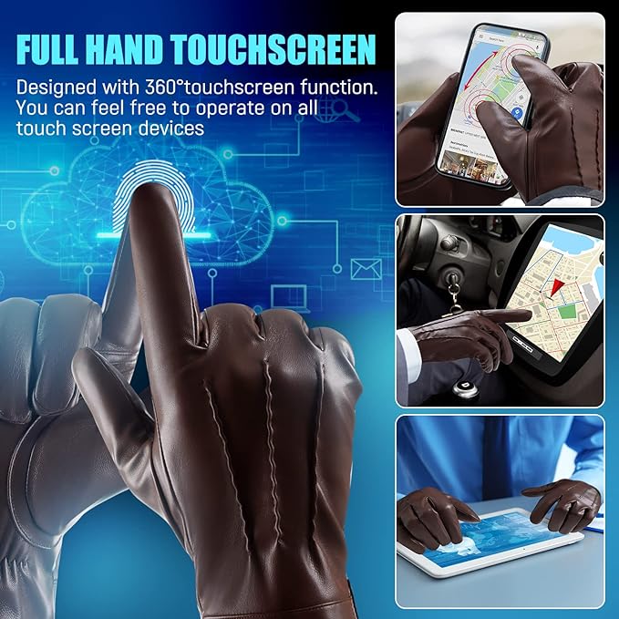 Touchscreen Winter Gloves with Cashmere Lining - Julien-Black-S-Nora Luxe