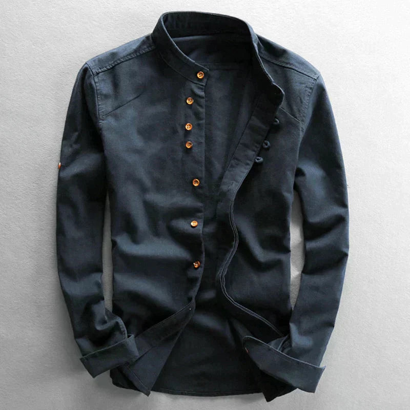 Traditional Japanese Men’s Blouse - Yuki-Blue-M-Nora Luxe