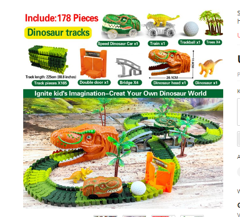 Train Set – DinoTrack-Set 1: 168 pieces Train Set + 1 Dino + 1 Train Car-The Livary