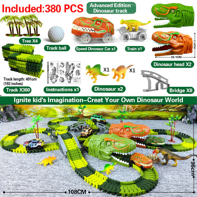Train Set – DinoTrack-Set 1: 168 pieces Train Set + 1 Dino + 1 Train Car-The Livary