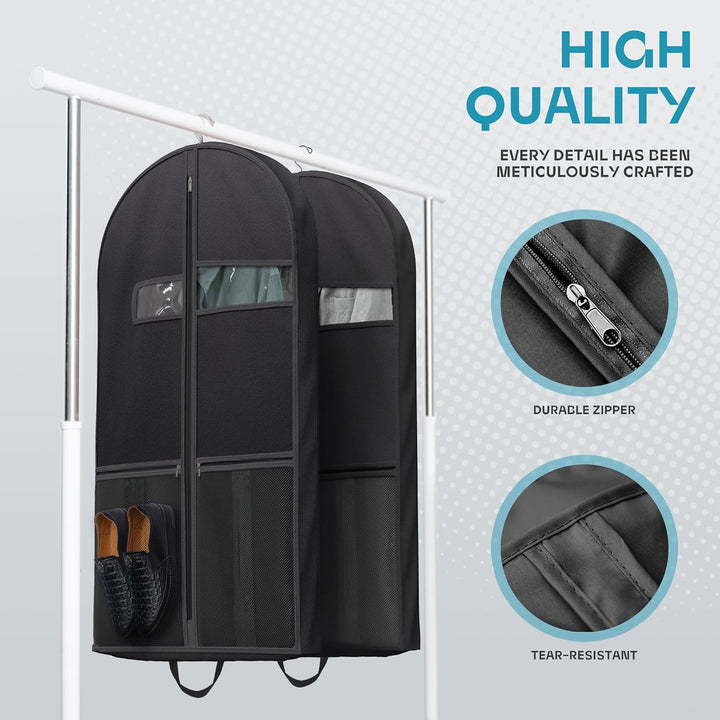 Heavy-Duty Travel Garment Bag with Clear Window & Accessory Pockets – 1+1 FREE