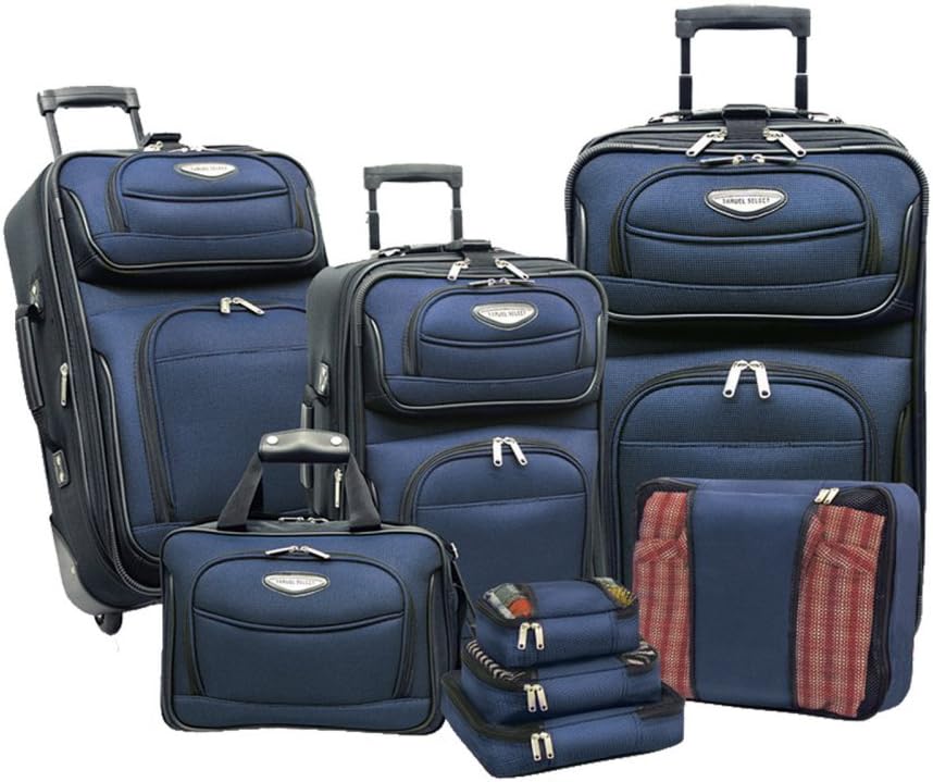 8-Piece Soft Shell Luggage Set with Packing Cubes and TSA Lock – TravelMax