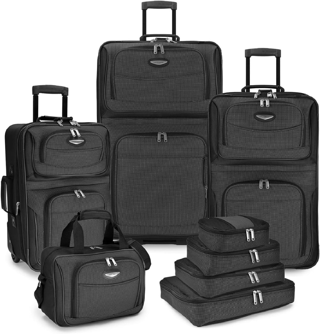 8-Piece Soft Shell Luggage Set with Packing Cubes and TSA Lock – TravelMax