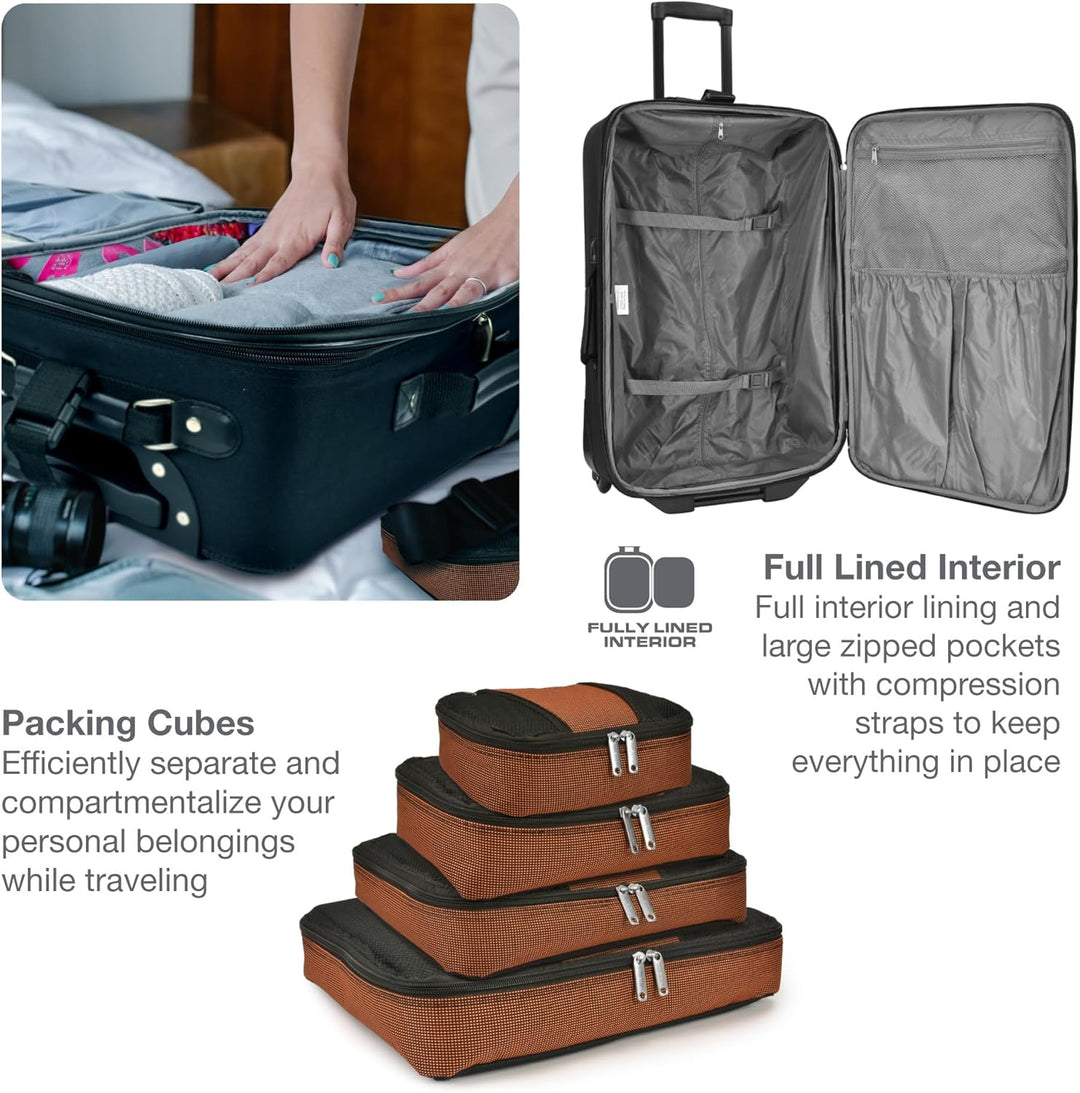 8-Piece Soft Shell Luggage Set with Packing Cubes and TSA Lock – TravelMax