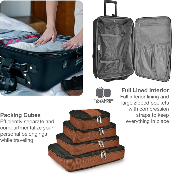 8-Piece Soft Shell Luggage Set with Packing Cubes and TSA Lock – TravelMax
